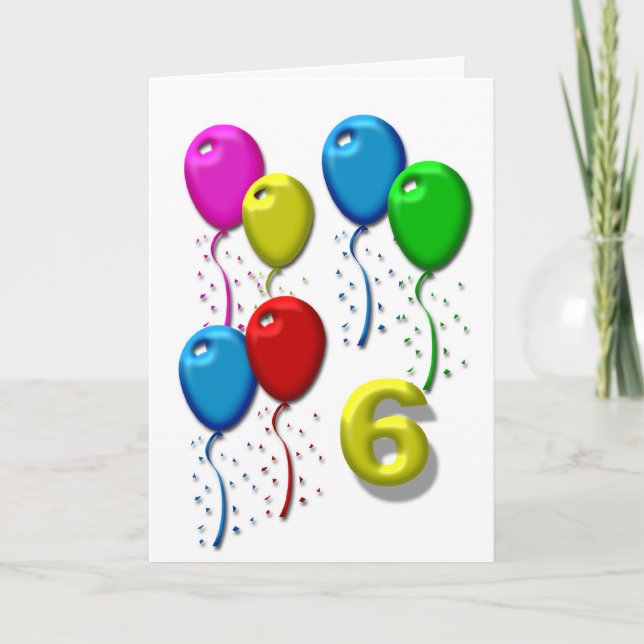 Carte ballons d'anniversaire 06 ans (Devant)