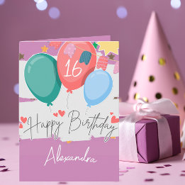Carte Ballons d'anniversaire avec nom personnalisé et op
