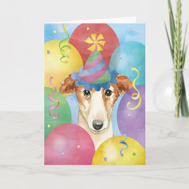 Carte Ballons d'anniversaire Borzoi (Devant)
