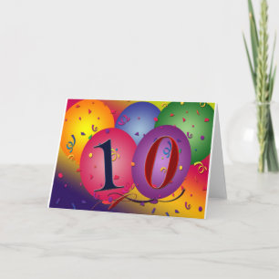 Carte Ballons d'anniversaire de 10 ans !