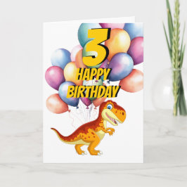Carte Ballons d'anniversaire Dinosaur T Rex Gold 3