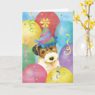 Carte Ballons d'anniversaire Fil Fox Terrier