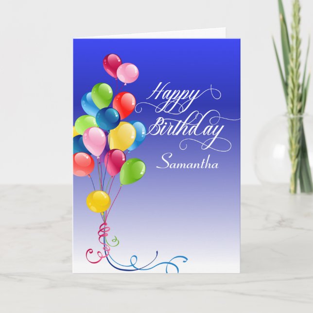 Carte Ballons d'anniversaire heureux Personnalisé (Devant)