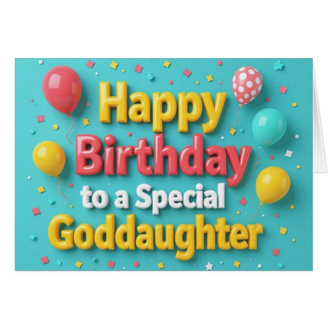 Carte Ballons d'anniversaire mignonne pour Godgirl (Devant horizontal)
