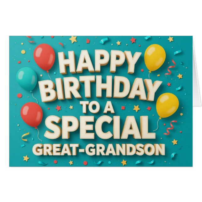 Carte Ballons d'anniversaire mignonne pour Grand-P (Devant horizontal)