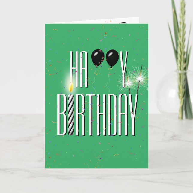 Carte Ballons d'anniversaire noirs avec des étincelants (Devant)