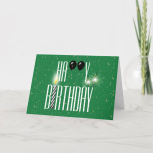 Carte Ballons d'anniversaire noirs avec des étincelants