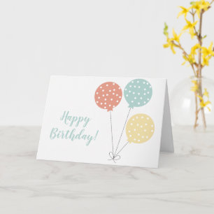 Carte Ballons d'anniversaire Pastel simple Pois
