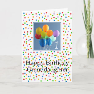 Carte Ballons de 1er anniversaire de petite-fille