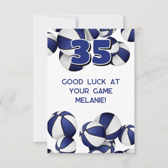 Carte ballons de basket bleus blancs bonne chance pour l (Devant)