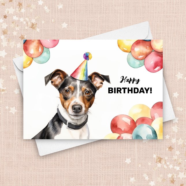 Carte Ballons de chien de Rat Terrier et Casquette de fê (Créateur téléchargé)