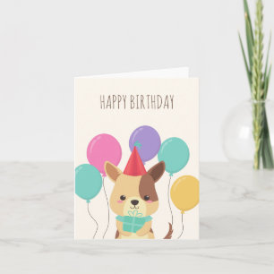 Carte Ballons de chiot mignon drôle anniversaire