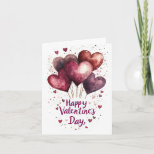 Carte Ballons de Coeur Rose pour la Saint Valentin