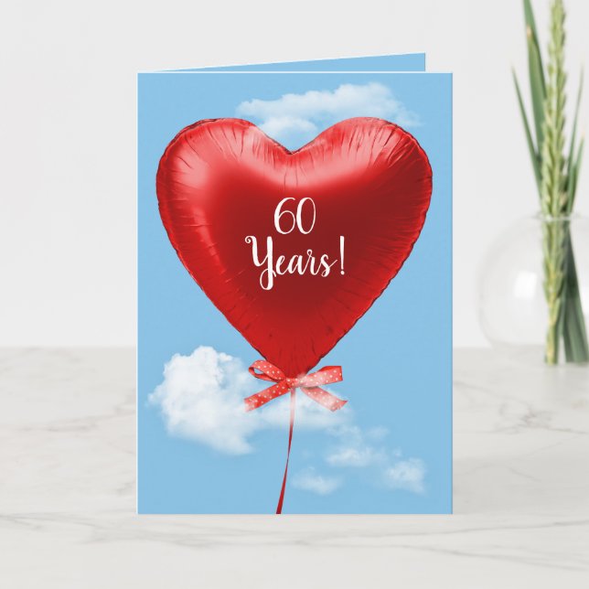 Carte Ballons de coeur rouge pour le 60e anniversaire (Devant)