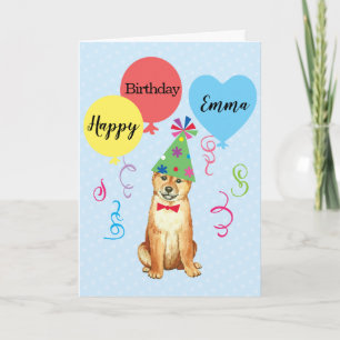 Carte Ballons de fête d'anniversaire Shiba Inu