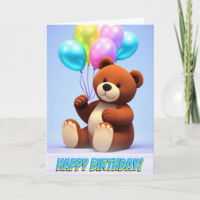 Carte Ballons de fête de l'ours en peluche (Devant)