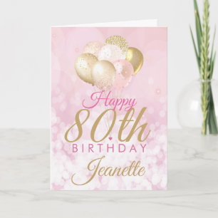Carte Ballons de Parties scintillant rose glamour 80e an