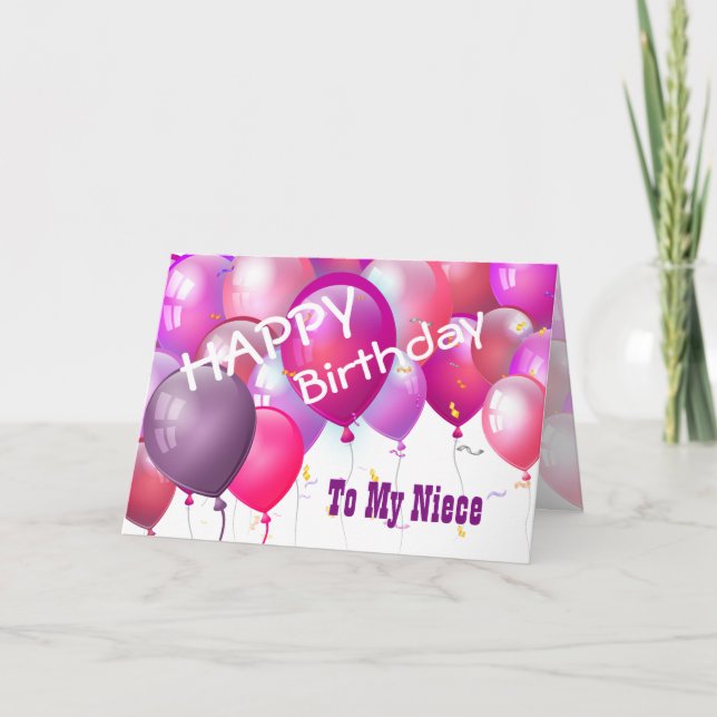 Carte Ballons de rose de joyeux anniversaire avec la (Devant)