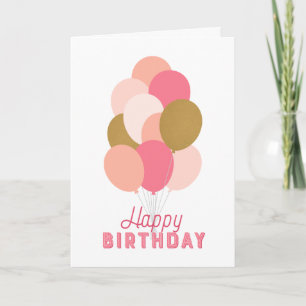 Carte Ballons d'or Faux Roses Bleus Joyeux anniversaire