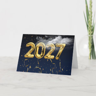 Carte Ballons en feuille d'or 2027 dans les nuages