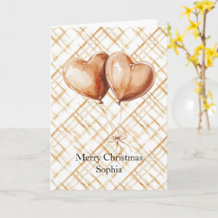 Carte Ballons en forme de cœur caramel Noël