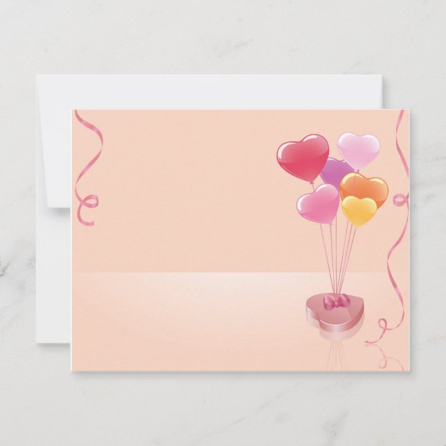 Carte Ballons en forme de cœur et chocolats (Devant)