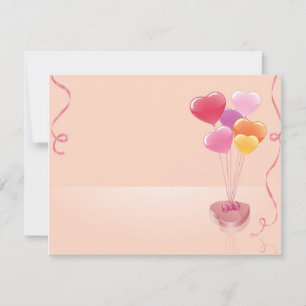Carte Ballons en forme de cœur et chocolats