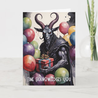 Carte Ballons et Cadeaux d'Anniversaire Baphomet Gothiqu
