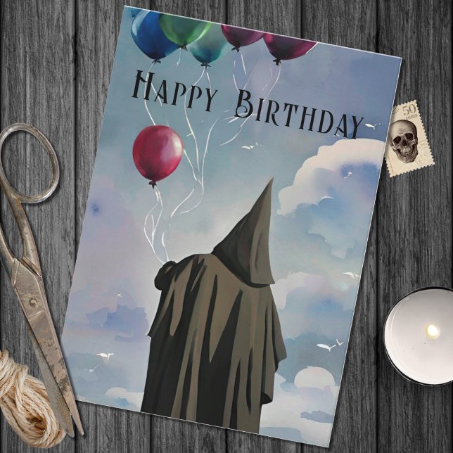 Carte Ballons et nuages noirs en tissu noir Anniversaire (Créateur téléchargé)