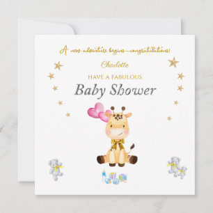 Carte Ballons girafe bébé nom personnalisé Baby Shower