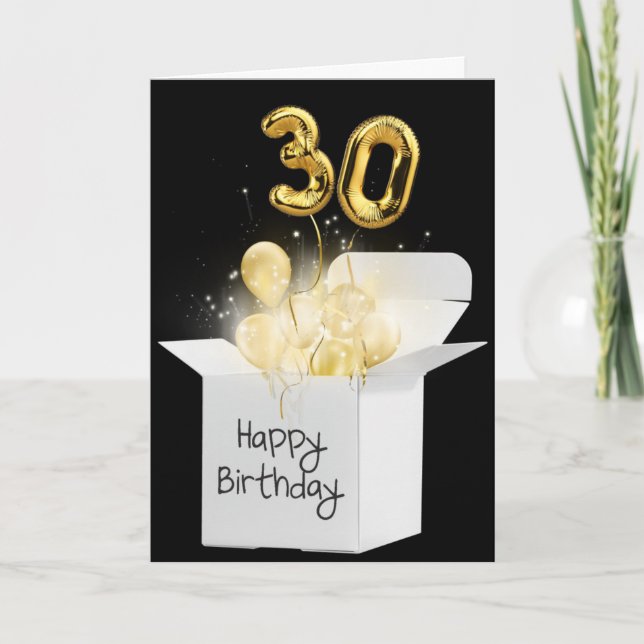 Carte Ballons Gold 30e Anniversaire En Boîte Blanche (Devant)