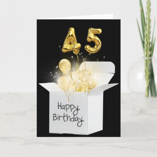 Carte Ballons Gold 45e Anniversaire En Boîte Blanche