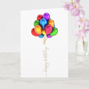 Carte Ballons lumineux colorés Joyeux script d'anniver