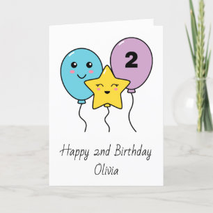 Carte Ballons mignons colorés 2e anniversaire