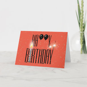 Carte Ballons noirs d'anniversaire avec cierge magique