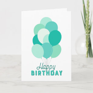 Carte Ballons turquoises Joyeux anniversaire