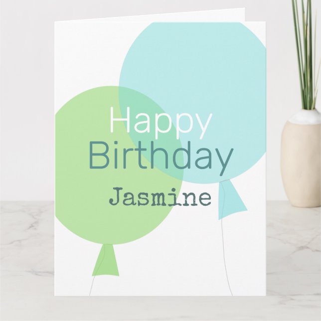 Carte Ballons Vert Et Bleu Joyeux Anniversaire Personnal (Devant)