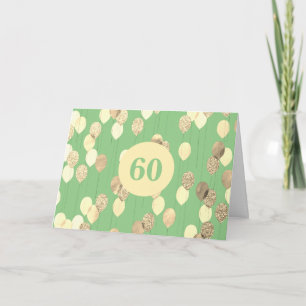 Carte Ballons verts et or 60e anniversaire
