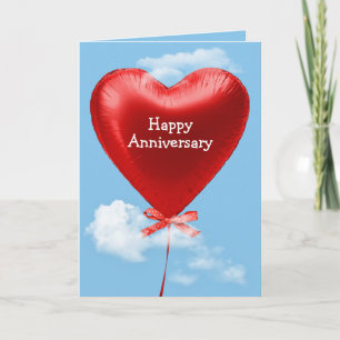 Carte Balloon de coeur rouge pour anniversaire