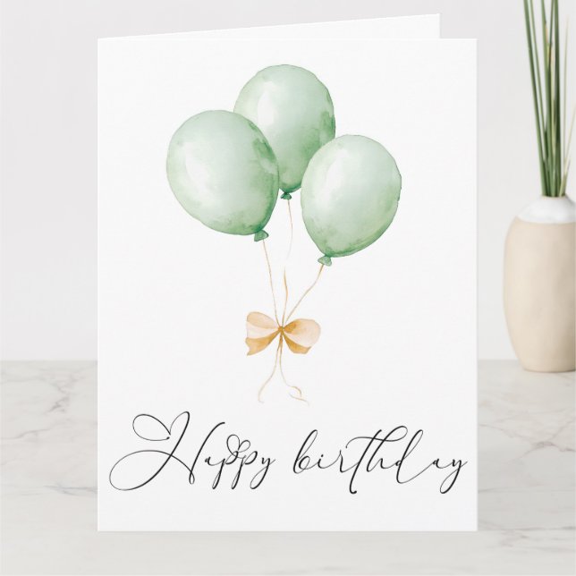 Carte Balloons and Bow Happy Birthday Greeting Card (Devant)