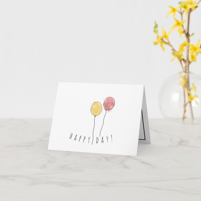 Carte Balloons Aquarelle Jour de Fête (Fleur jaune)