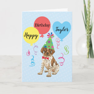Carte Balloons de fête d'anniversaire Pointeur allemand
