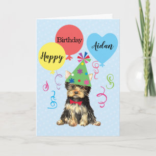 Carte Balloons de fête d'anniversaire Yorkie