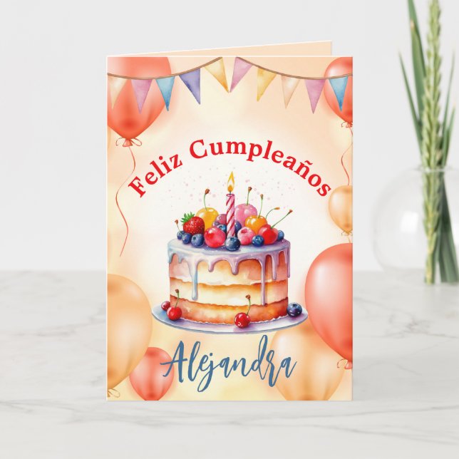 Carte Balloons en forme de gâteau de fête rose orange es (Devant)
