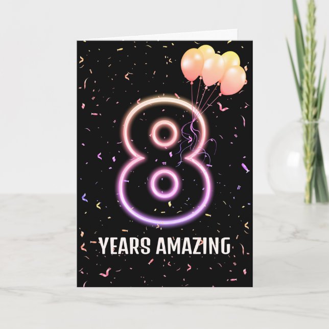 Carte Balloons et Confetti pour le 8e anniversaire (Devant)