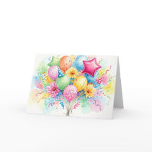 Balloons et fleurs Joyeux Anniversaire aquarelle