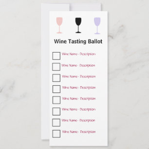 Carte Ballot de dégustation de vin élégant
