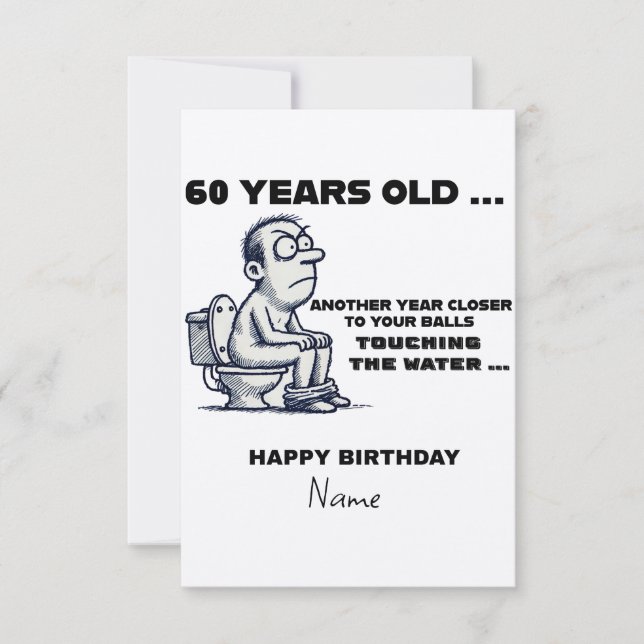 Carte  Balls in the Water, Funny 60th Birthday Card for  (Devant)