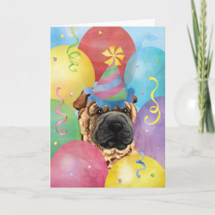 Carte Balons d'anniversaire chinois Shar-Pei