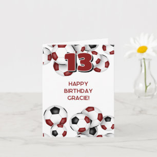 Carte bals de football de maroon filles garçons heureux 